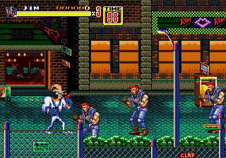 Earthwom Jim in Streets of Rage 2 Screenshot 1